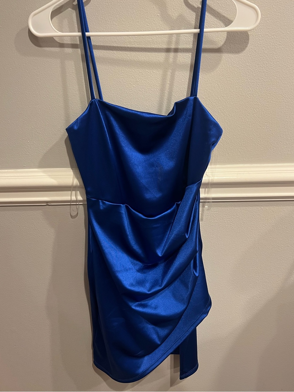 Windsor Royal Blue Satin Spaghetti Strap Mini Dress
